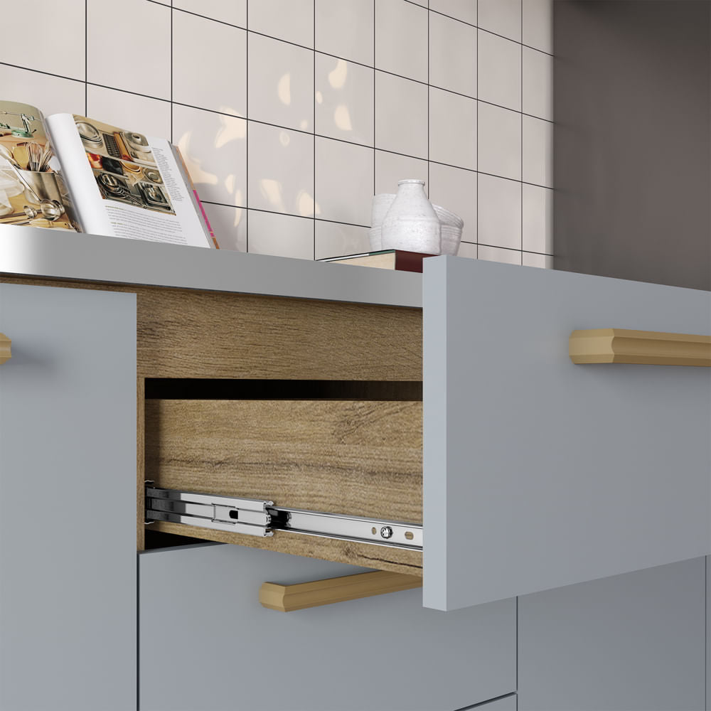 Balcão de Cozinha com Tampo 3 Portas 2 Gavetas Axé Bertolini