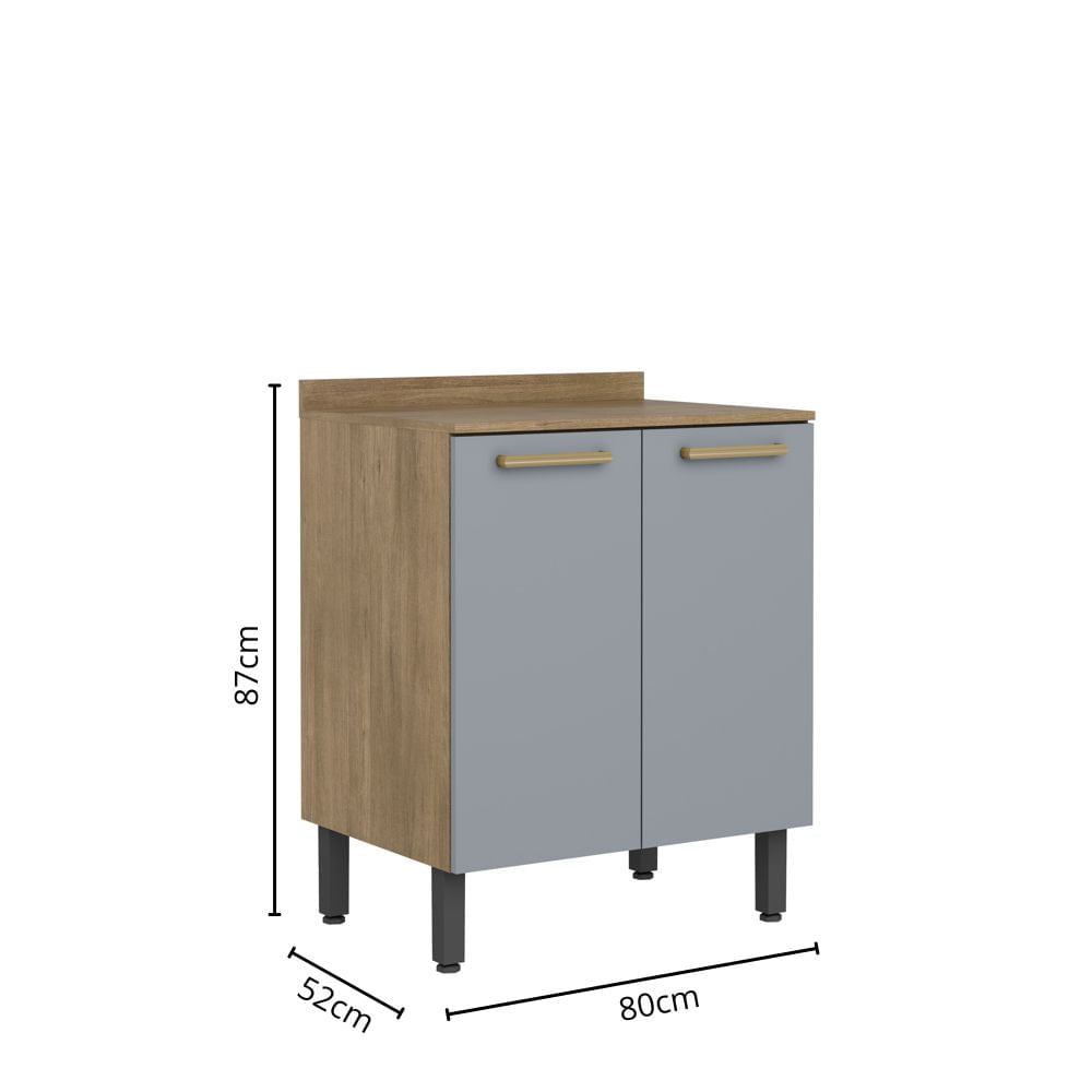 Balcão de Cozinha 80 cm com Tampo 2 Portas Axé Bertolini