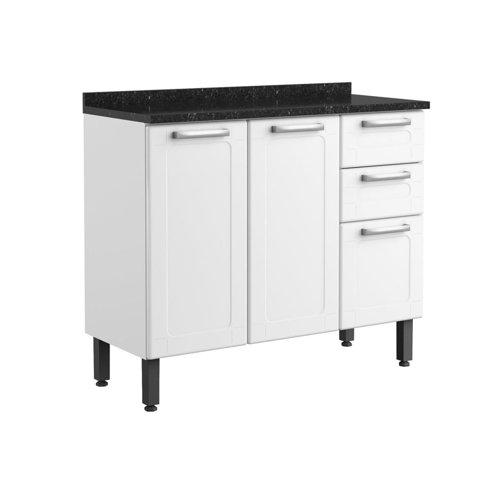 Balcão de Cozinha em Aço com Tampo 3 Portas 2 Gavetas Múltipla Bertolini