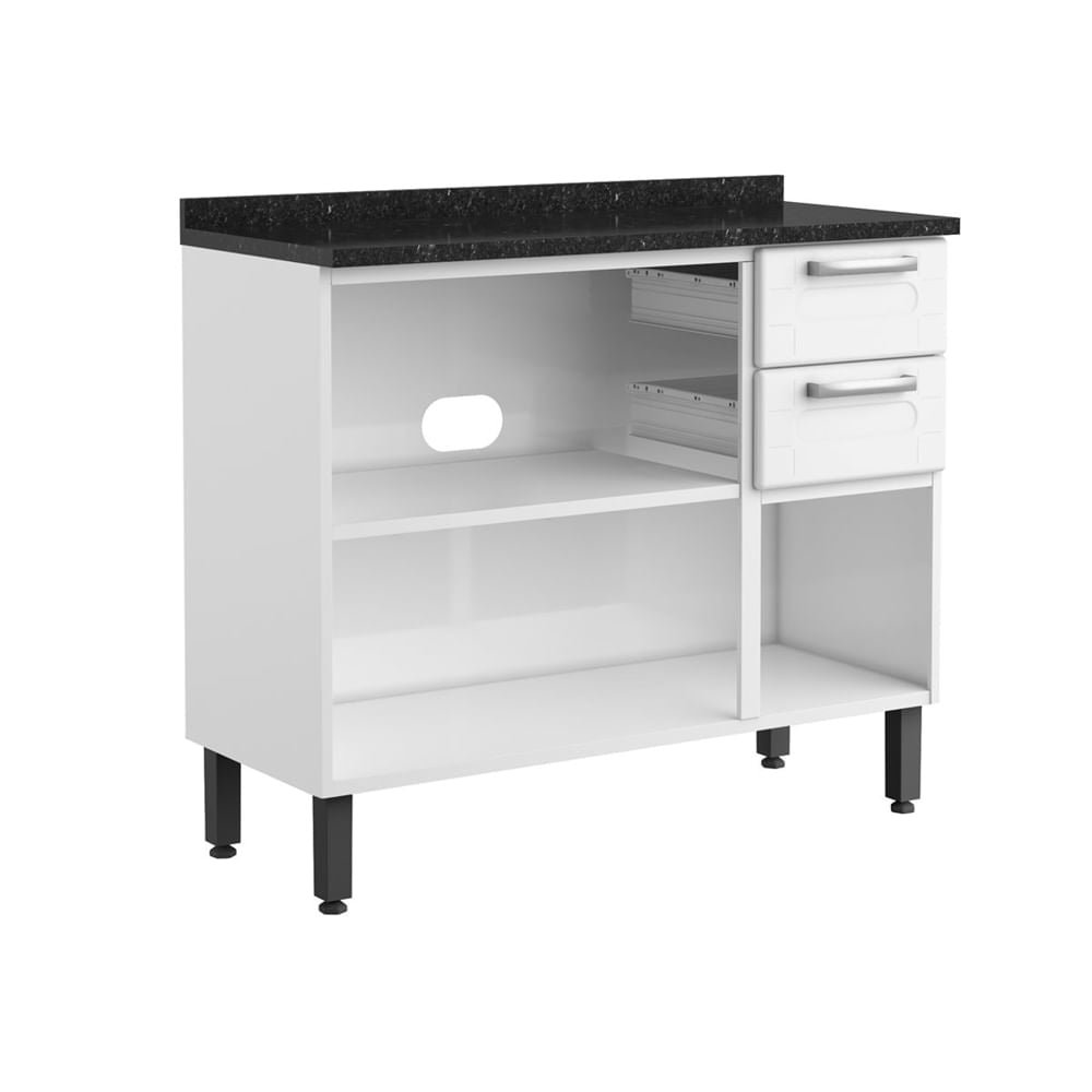 Balcão de Cozinha em Aço com Tampo 3 Portas 2 Gavetas Múltipla Bertolini