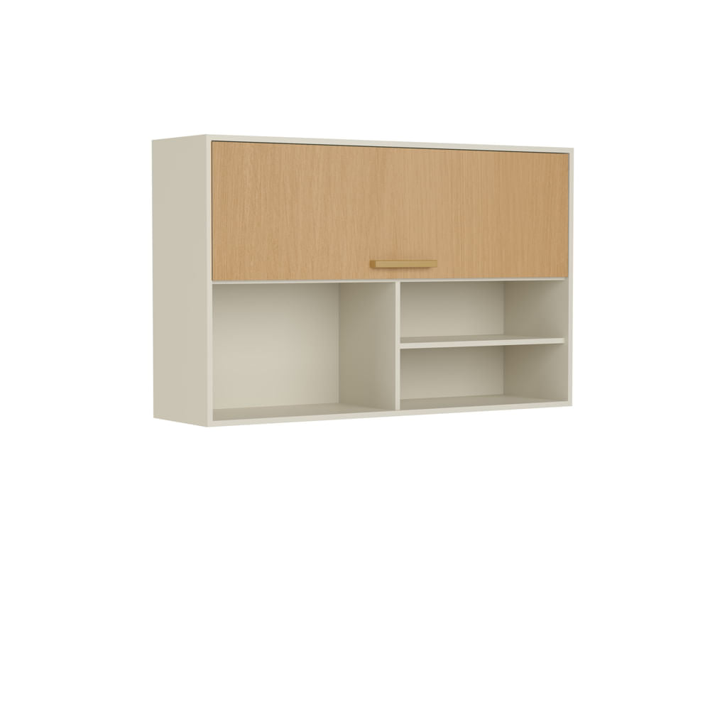 Armário Aéreo de Cozinha com Porta Basculante e Nichos Bossa Nova Bertolini