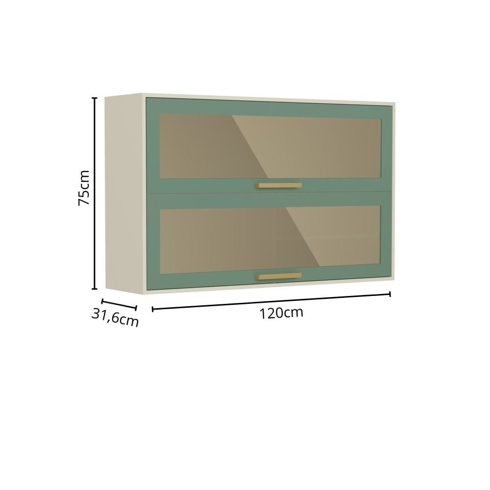 Armário Aéreo para Cozinha 2 Portas Basculantes de Vidro Bossa Nova Bertolini