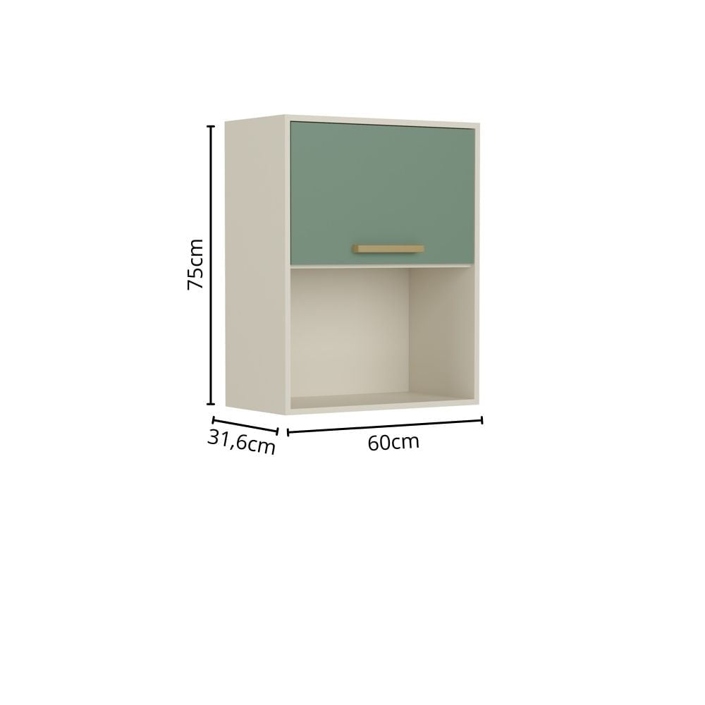 Armário Aéreo para Cozinha com Porta Basculante e Nicho Bertolini