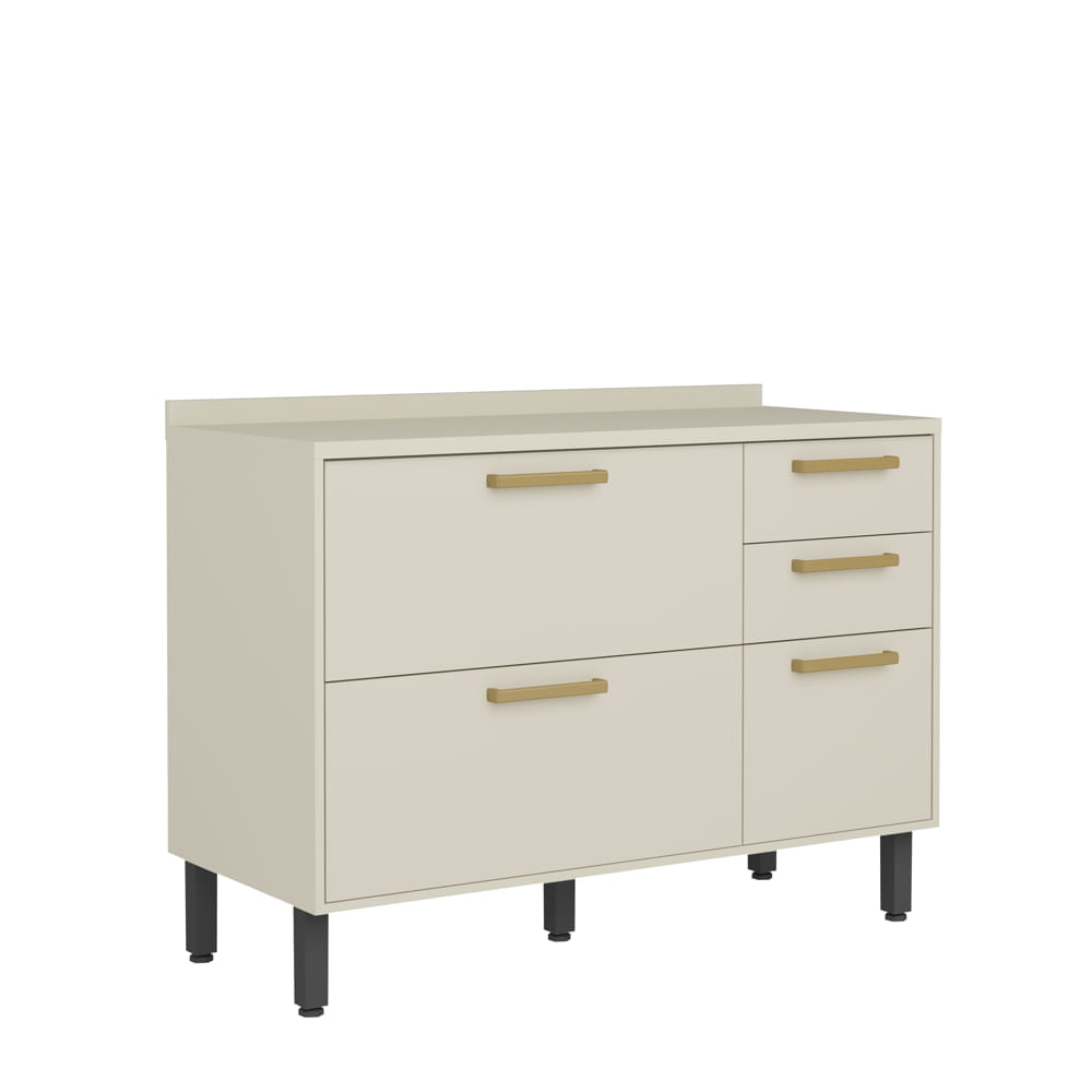 Balcão de Cozinha com Tampo 2 Portas 3 Gavetas Bossa Nova Bertolini