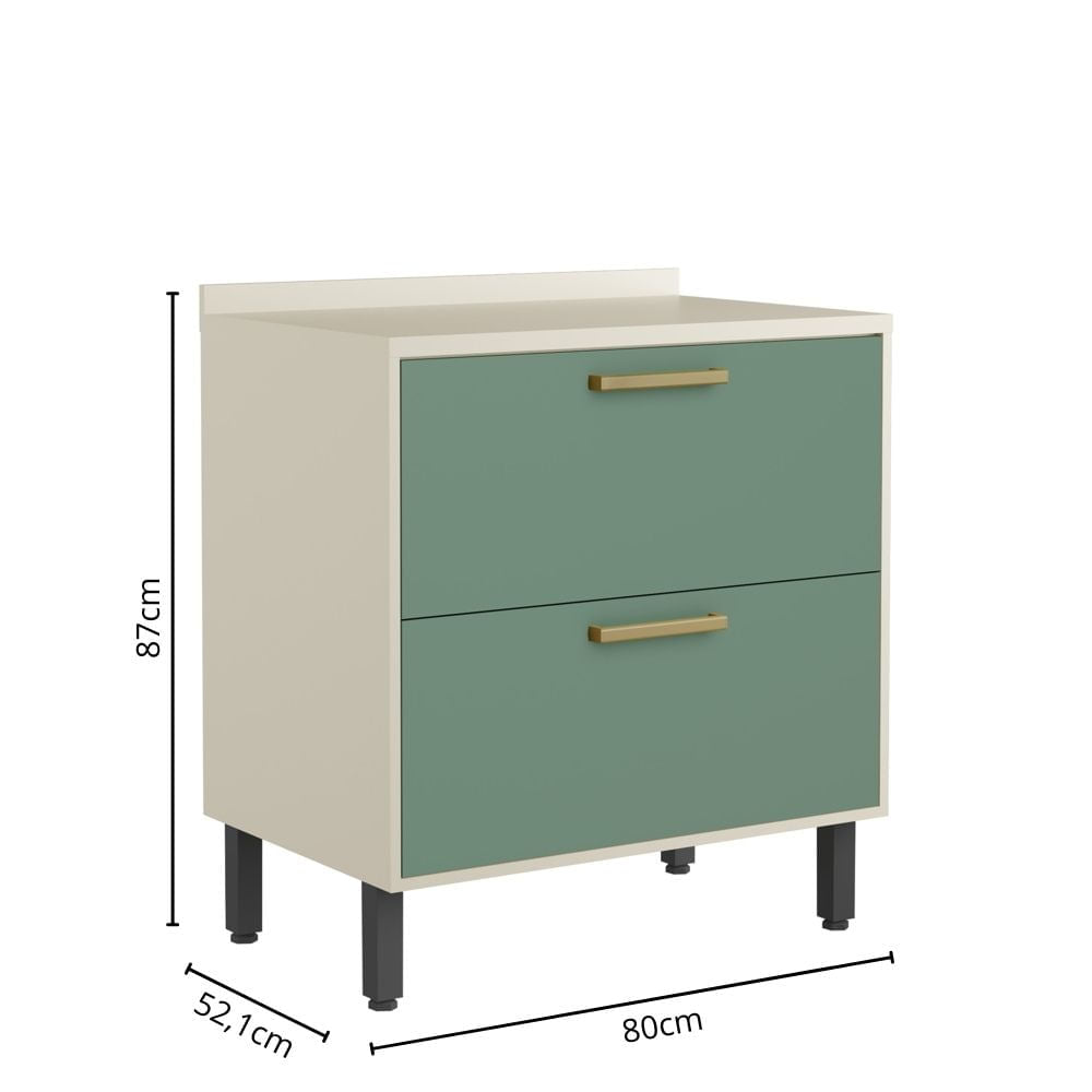 Balcão de Cozinha 80cm com Tampo Gavetão e Porta Basculante Bossa Nova Bertolini