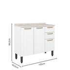 Balcão de Cozinha em Aço com Tampo 3 Portas 2 Gavetas Colors Bertolini