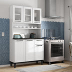 Cozinha Compacta de Aço 6 Portas 1 Gaveta Múltipla Bertolini