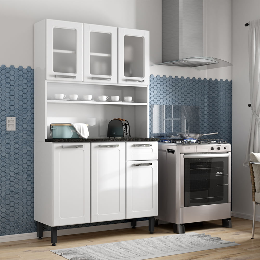 Cozinha Compacta de Aço 6 Portas 1 Gaveta Múltipla Bertolini