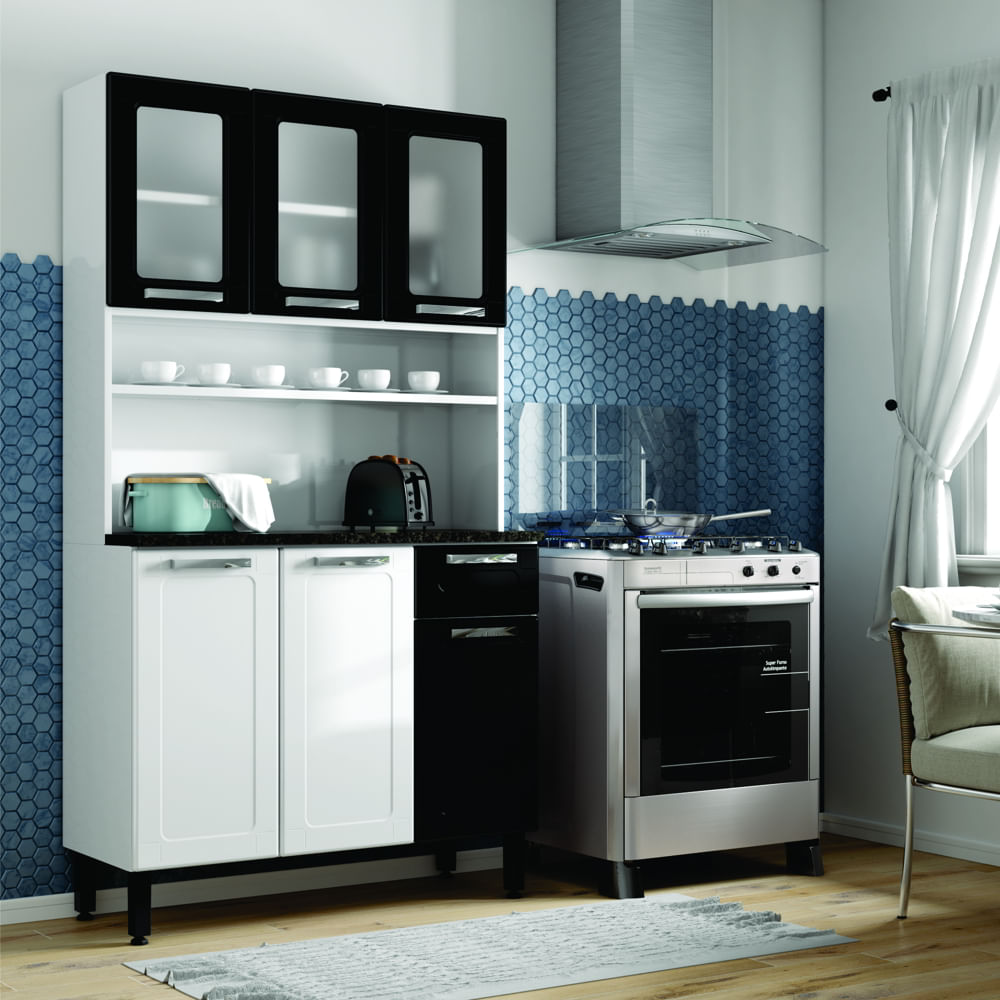 Cozinha Compacta de Aço 6 Portas 1 Gaveta Múltipla Bertolini