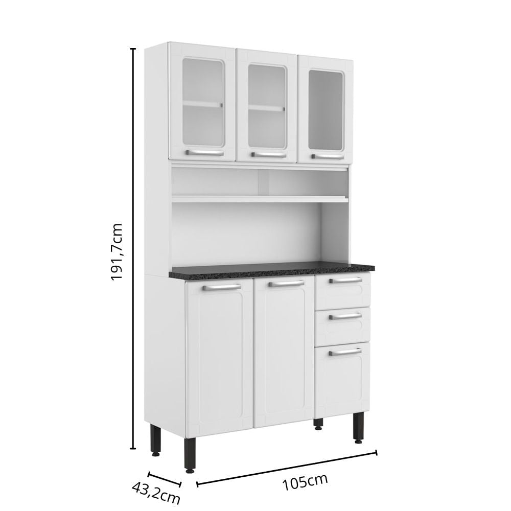 Cozinha de Aço Compacta 6 Portas 2 Vidros Múltipla Bertolini