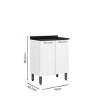 Balcão de Cozinha em Aço 70cm 2 Portas Múltipla Bertolini