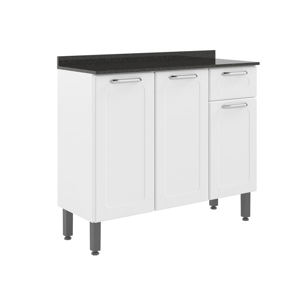 Balcão de Cozinha em Aço com Tampo 3 Portas 1 Gaveta Dona Maria Bertolini