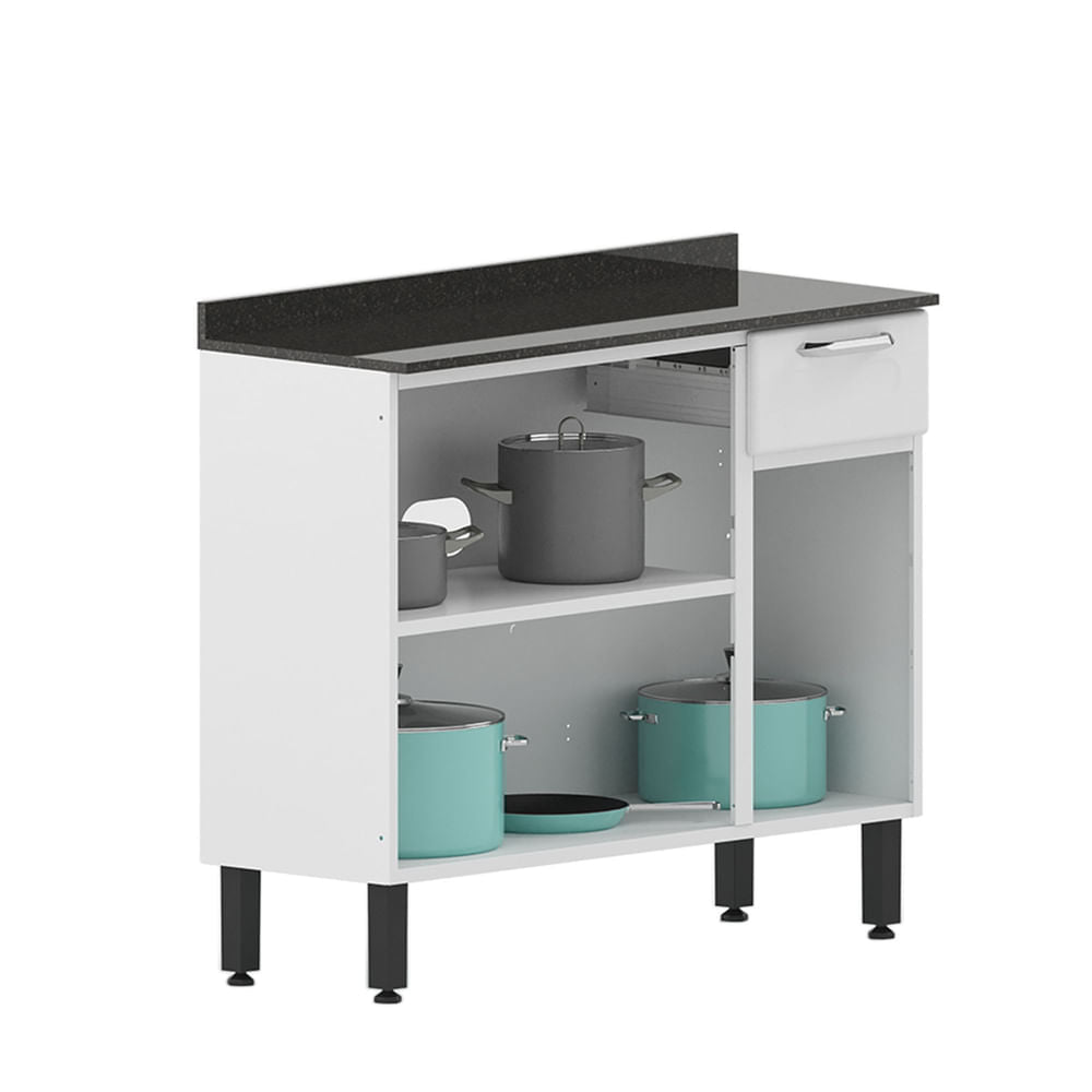 Balcão de Cozinha em Aço com Tampo 3 Portas 1 Gaveta Dona Maria Bertolini