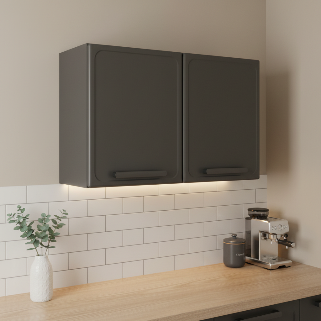 Armário Aéreo Alto para Cozinha em Aço 2 Portas Estilo Bertolini