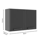 Armário Aéreo Alto para Cozinha em Aço 2 Portas Estilo Bertolini