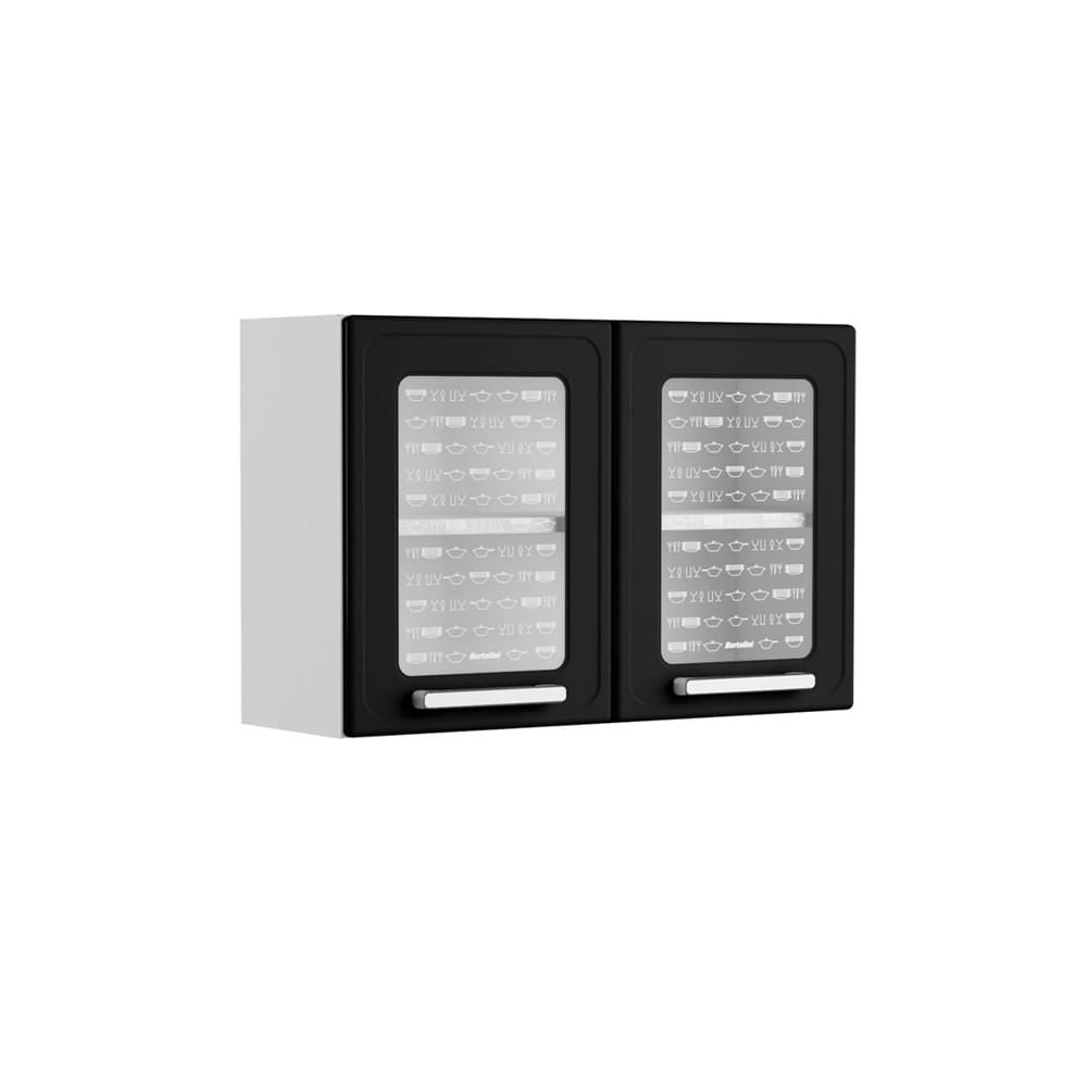 Armário Aéreo para Cozinha de Aço 2 Portas Vidro Gourmet Bertolini