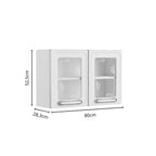 Armário Aéreo de Cozinha em Aço 2 Portas Vidro Evidence Bertolini