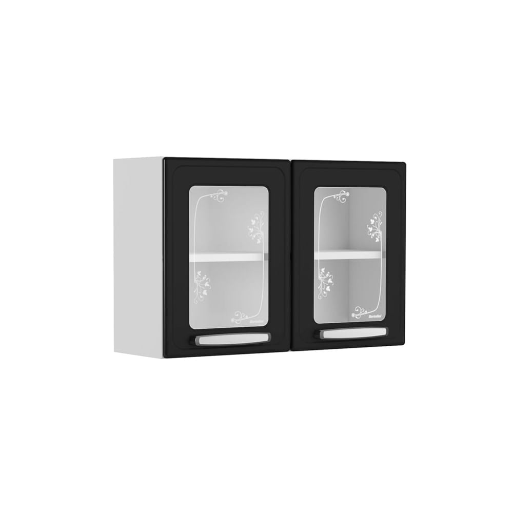 Armário Aéreo de Cozinha em Aço 2 Portas Vidro Evidence Bertolini