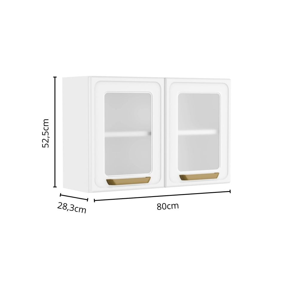 Armário Aéreo para Cozinha de Aço 2 Portas de Vidro Bella Bertolini