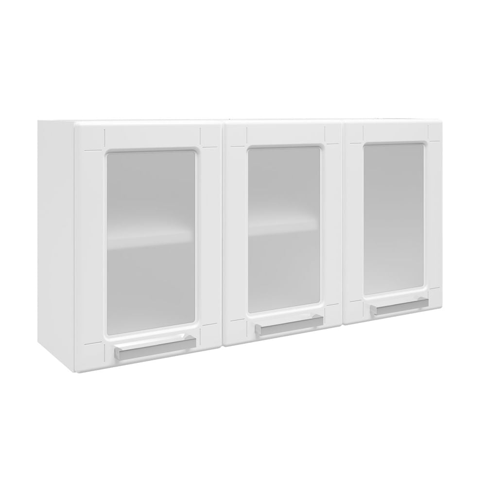 Armário Aéreo para Cozinha Aço 3 Portas de Vidro Múltipla Bertolini