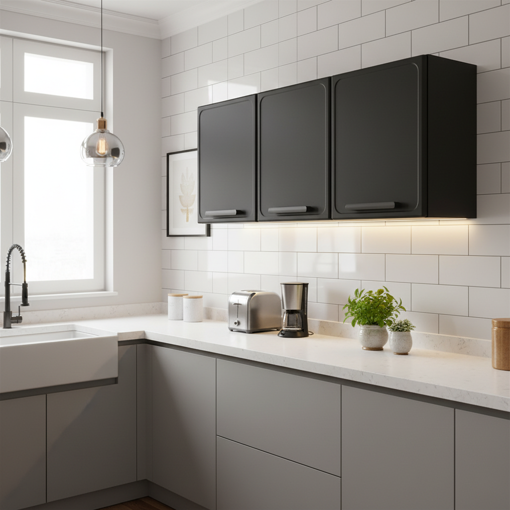 Armário Aéreo para Cozinha de Aço 3 Portas Estilo Bertolini