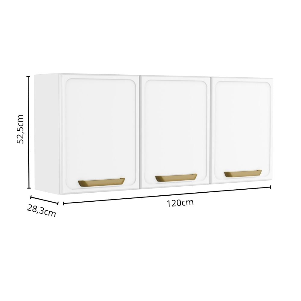 Armário Aéreo para Cozinha de Aço 3 Portas Bella Bertolini