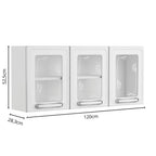 Armário Aéreo para Cozinha de Aço 3 Portas Vidro Evidence Bertolini