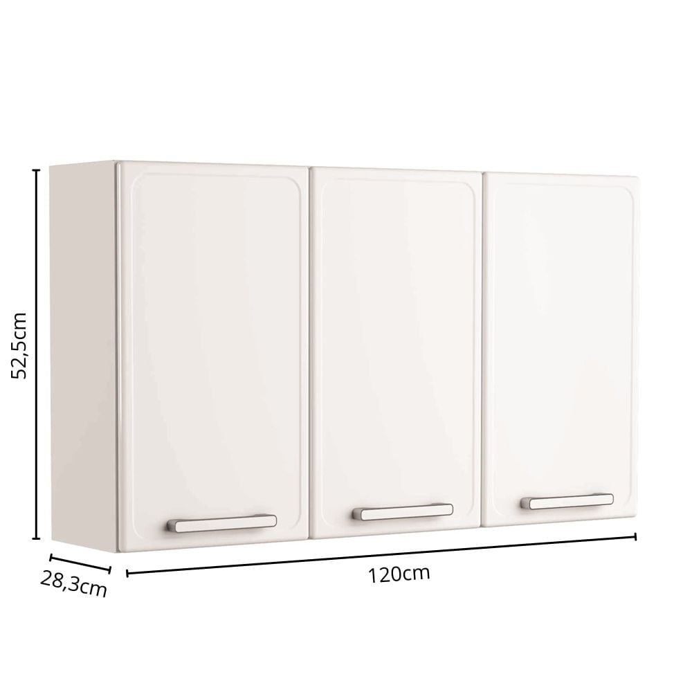 Armário Aéreo Alto para Cozinha em Aço 3 Portas Gourmet Bertolini