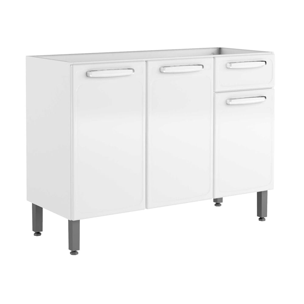 Balcão de Cozinha em Aço 3 Portas 1 Gaveta Evidence Bertolini