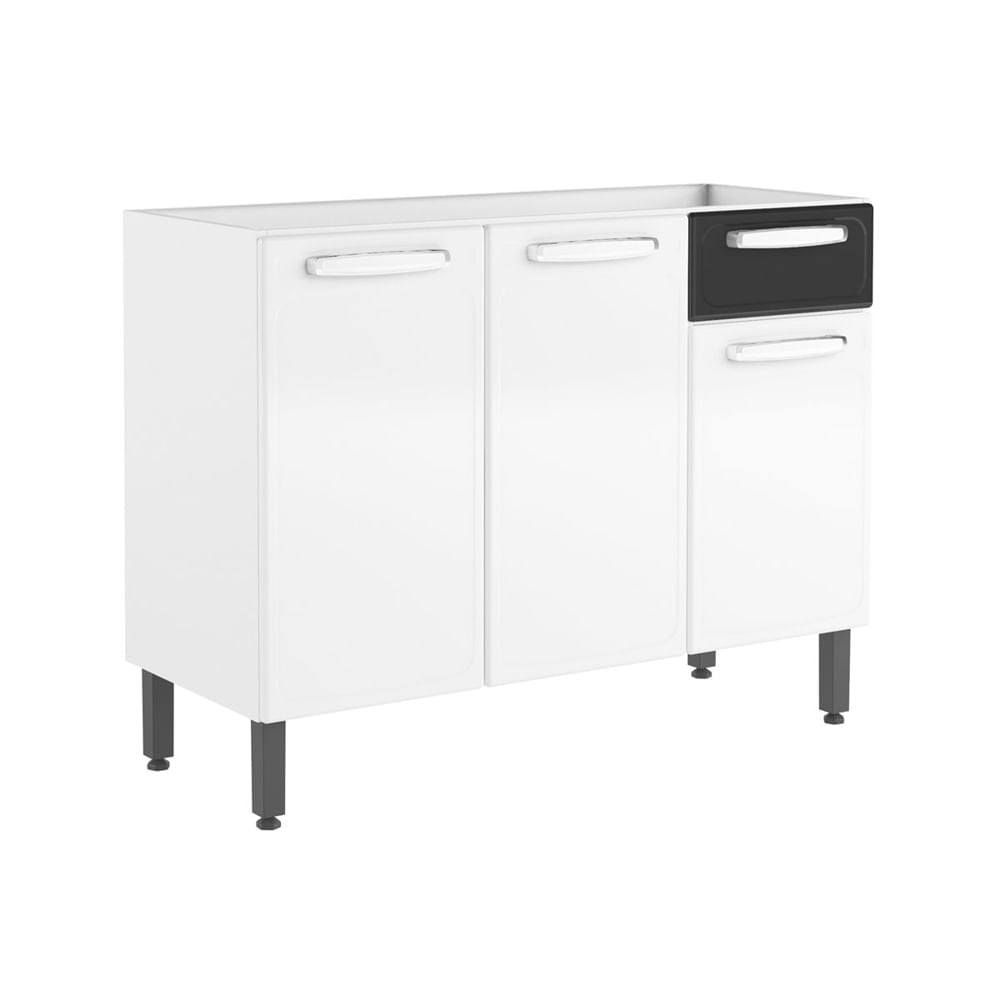 Balcão de Cozinha em Aço 3 Portas 1 Gaveta Evidence Bertolini