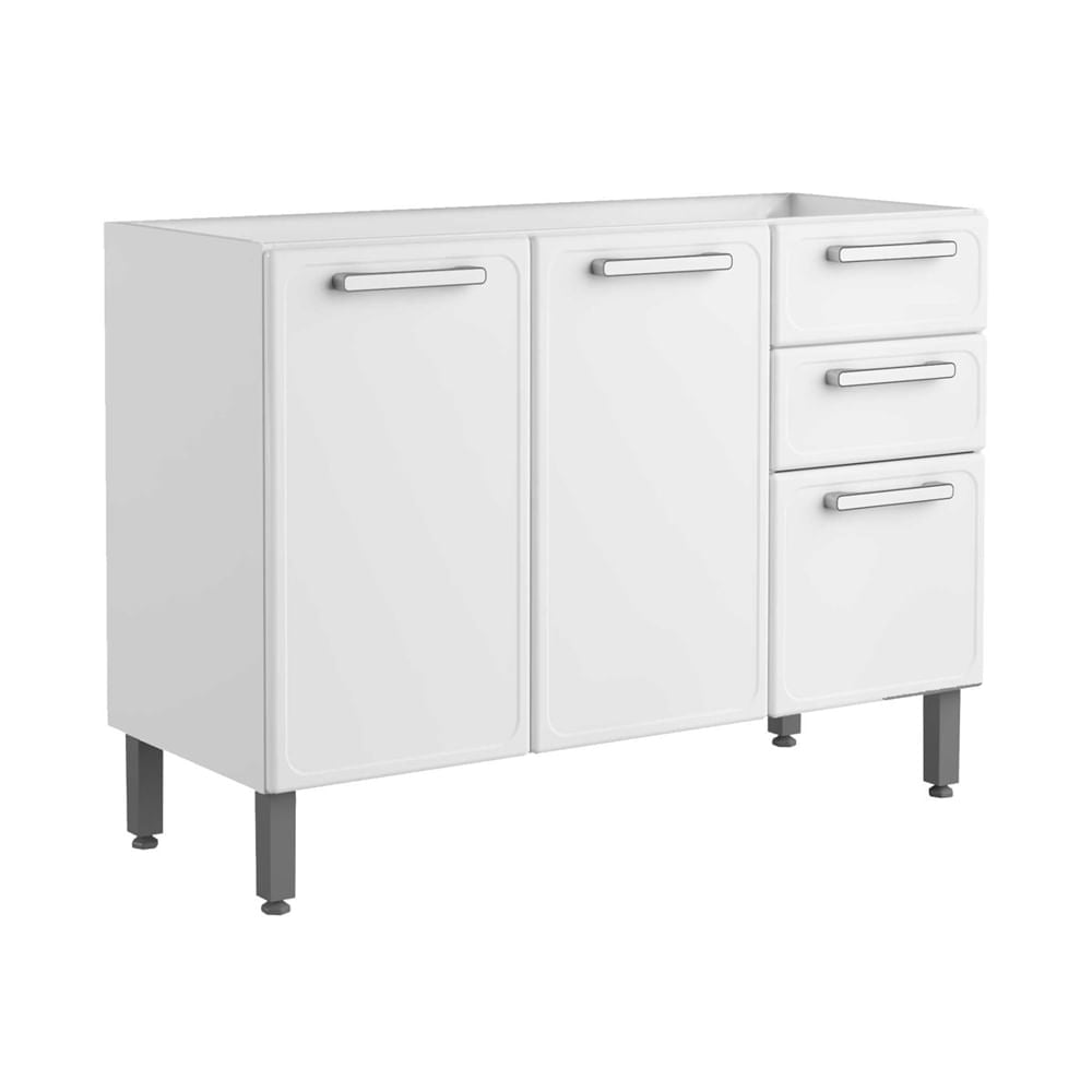 Balcão de Cozinha em Aço 3 Portas 2 Gavetas Gourmet Bertolini