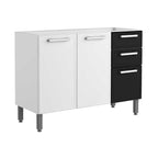 Balcão de Cozinha em Aço 3 Portas 2 Gavetas Gourmet Bertolini