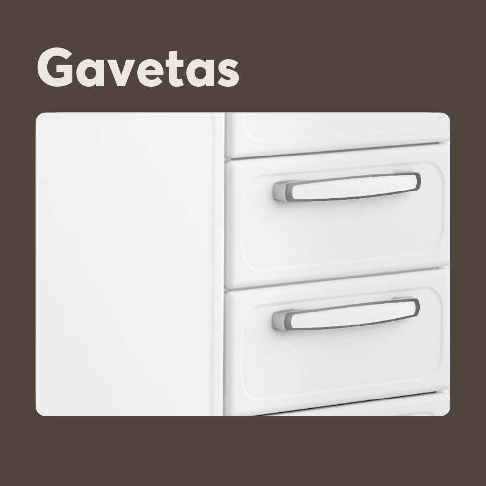 Balcão de Cozinha em Aço 3 Portas 2 Gavetas Evidence Bertolini