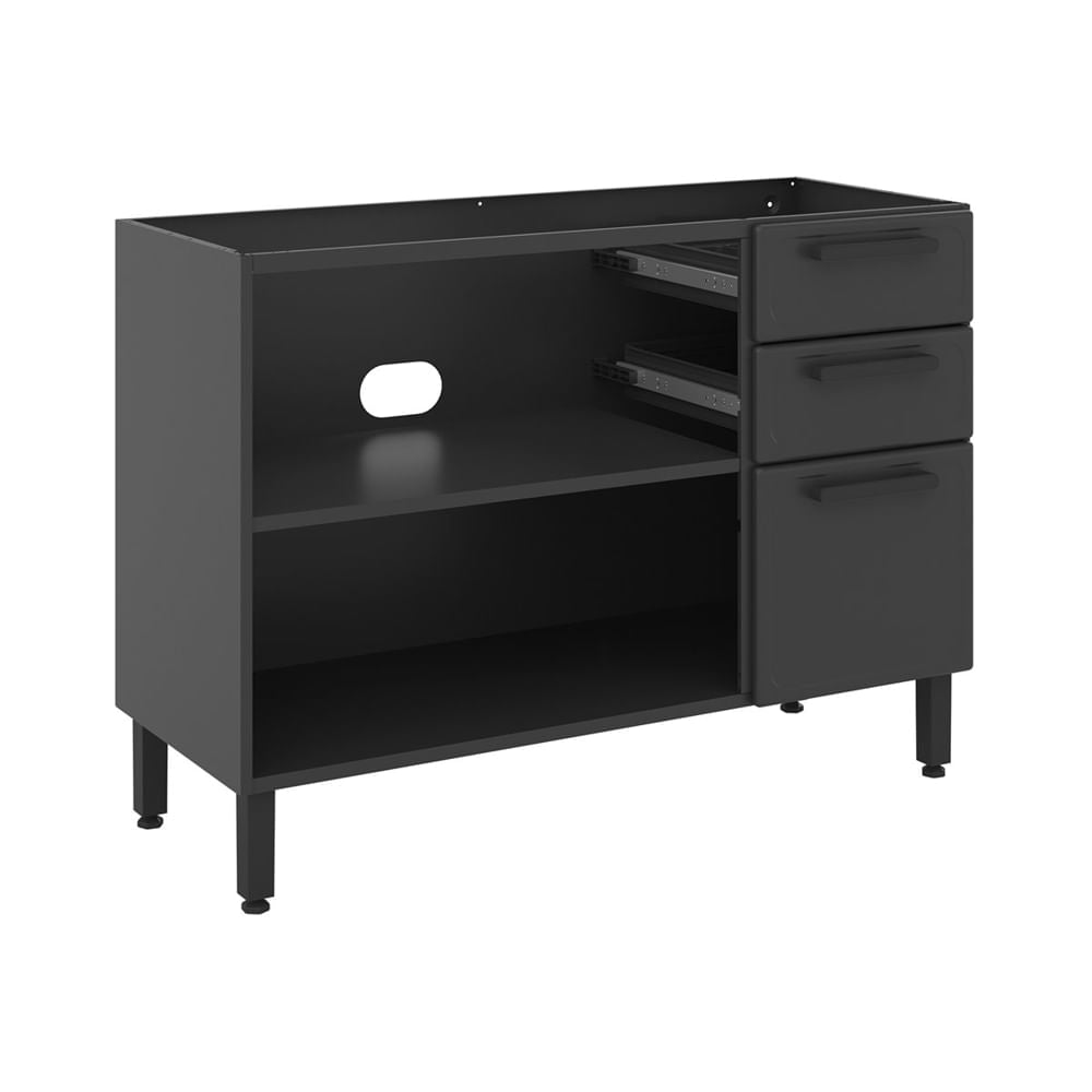 Balcão de Cozinha em Aço 3 Portas 2 Gavetas Estilo Bertolini