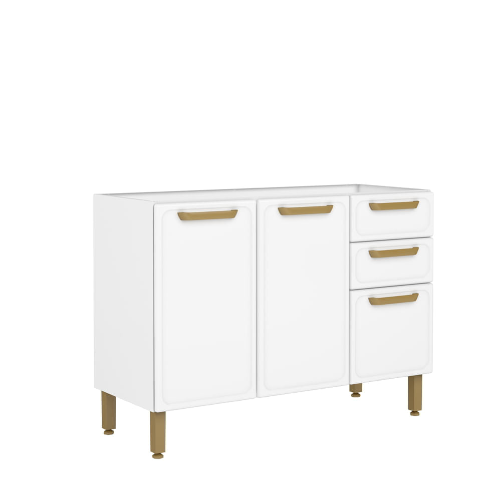 Balcão de Cozinha em Aço 3 Portas 2 Gavetas Bella Bertolini