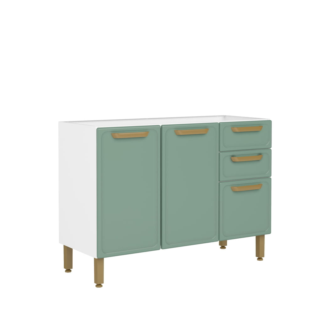 Balcão de Cozinha em Aço 3 Portas 2 Gavetas Bella Bertolini