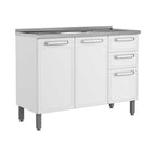 Balcão de Cozinha em Aço com Pia 3 Portas 2 Gavetas Evidence Bertolini