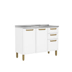 Balcão de Cozinha em Aço com Pia 3 Portas 2 Gavetas Bella Bertolini