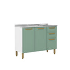 Balcão de Cozinha em Aço com Pia 3 Portas 2 Gavetas Bella Bertolini