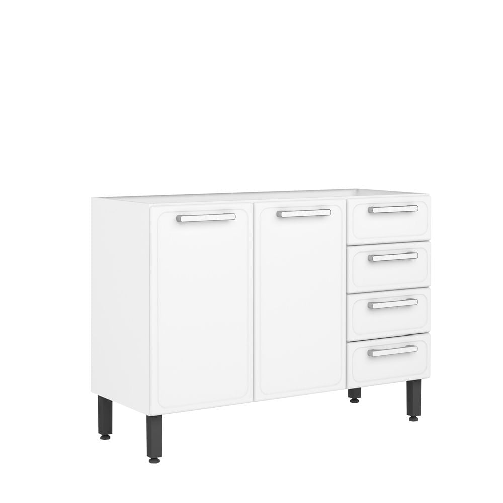 Balcão de Cozinha em Aço 2 Portas 4 Gavetas Gourmet Bertolini