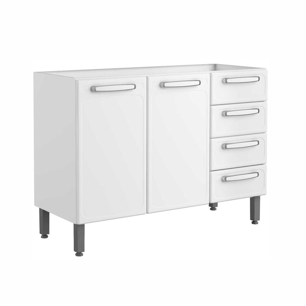 Balcão de Cozinha em Aço 2 Portas 4 Gavetas Evidence Bertolini