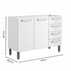 Balcão de Cozinha em Aço 2 Portas 4 Gavetas Evidence Bertolini