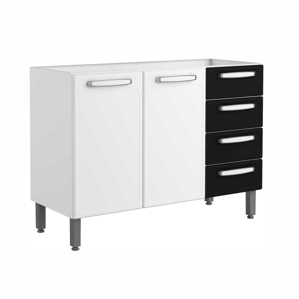 Balcão de Cozinha em Aço 2 Portas 4 Gavetas Evidence Bertolini