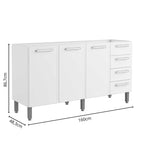 Balcão de Cozinha em Aço 3 Portas 4 Gavetas Gourmet Bertolini