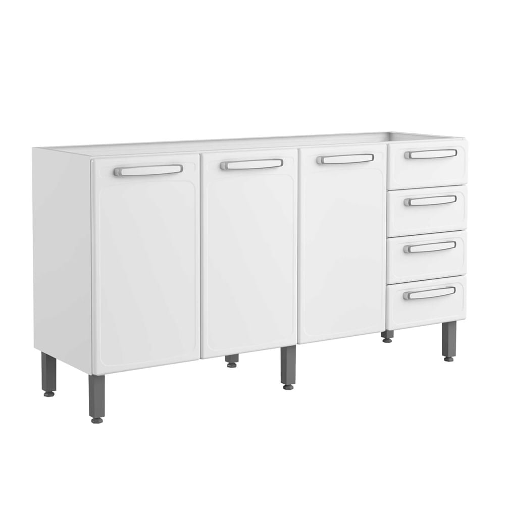 Balcão de Cozinha em Aço 3 Portas 4 Gavetas Evidence Bertolini