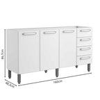 Balcão de Cozinha em Aço 3 Portas 4 Gavetas Evidence Bertolini