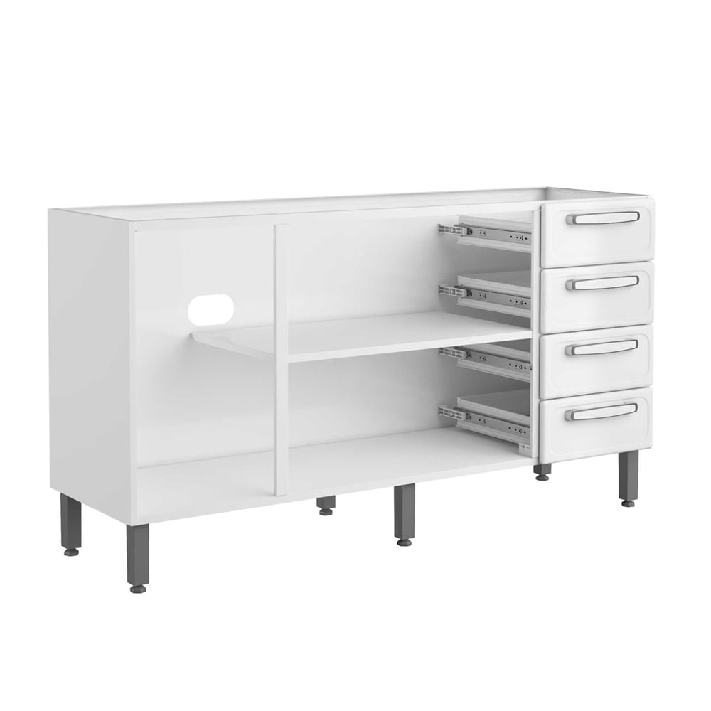 Balcão de Cozinha em Aço 3 Portas 4 Gavetas Evidence Bertolini