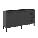 Balcão de Cozinha em Aço 3 Portas 4 Gavetas Estilo Bertolini