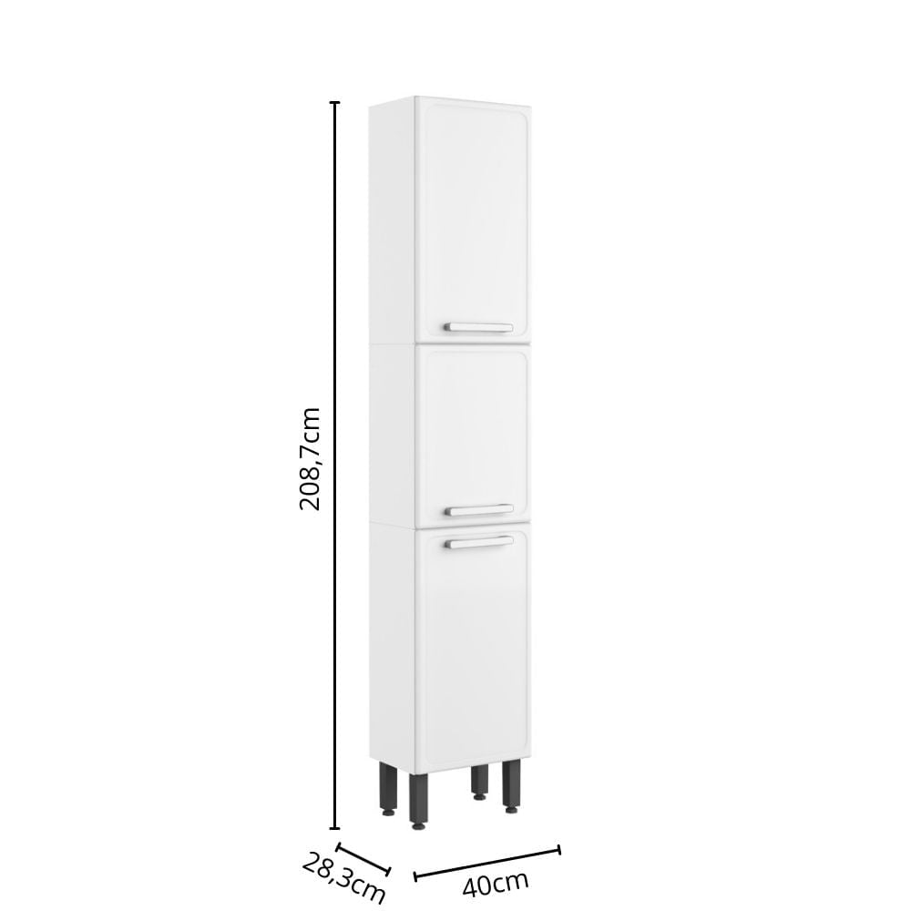 Paneleiro Simples Alto em Aço 3 Portas Gourmet Bertolini