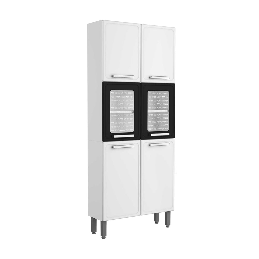 Armário de Cozinha em Aço 80cm 6 Portas 2 Vidros Gourmet Bertolini